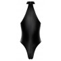 Melns spīdīga auduma bodijs ar rāvējslēdzēju priekšpusē XL - Noir