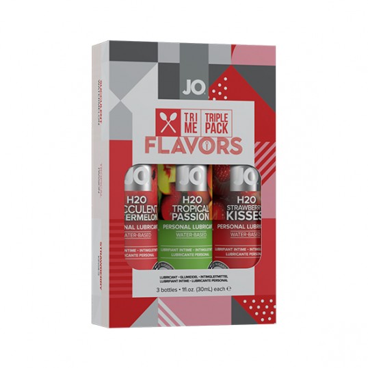 Подарочный набор ароматизированных лубрикантов «tri-me triple pack flavors», упаковка из 3 штук по 30 мл, jo jo10060