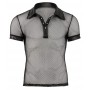 Caurspīdīgs tīkliņauduma krekls ar apkakli melns XL - Svenjoyment