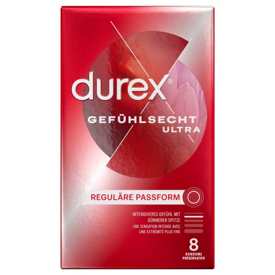 Prezervatīvi ar tievāka materiāla galu lateksa 8 gab - Durex Ultra