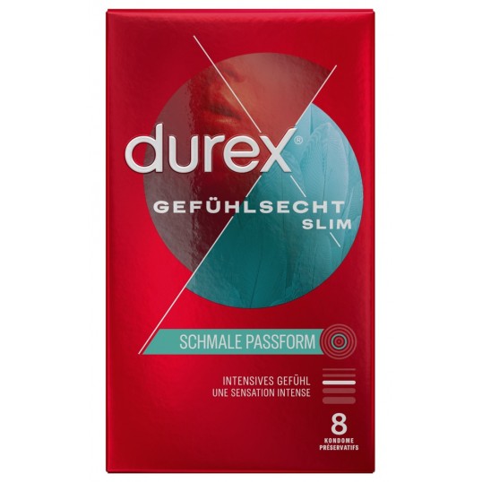 Prezervatīvi īpaši gari lateksa 9 gab - Durex Slim Fit