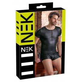 Ādas imitācijas krekls melns XL - NEK