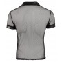 Caurspīdīgs tīkliņauduma krekls ar apkakli melns M - Svenjoyment