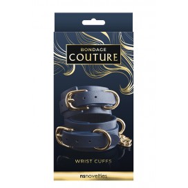 Bondage couture wrist cuff blue