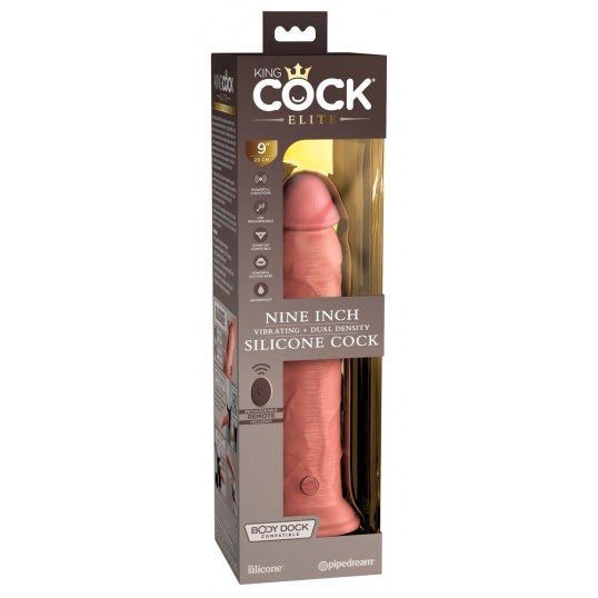 9“ vibrating + dual density silicone cock with remote