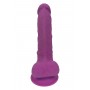 Dubultā blīvuma dildo ar sēkliniekiem 18cm violets - REAL LOVE - Dream Toys