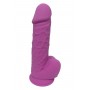 Dubultā blīvuma dildo ar sēkliniekiem 21cm violets - REAL LOVE - Dream Toys