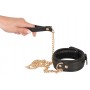 Leather collar and leash gold