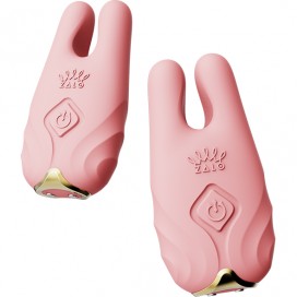 Wireless Vibrating Nipple Clamps  - Zalo - Nave Coral Pink