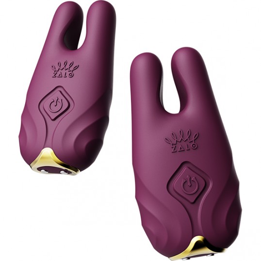 Wireless Vibrating Nipple Clamps  - Zalo - Nave Velvet Purple