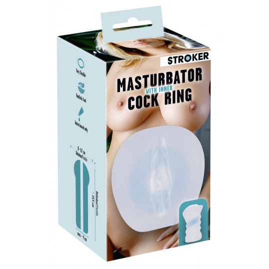 Мастурбатор Stroker Masturbator with inner Cock Ring, белый