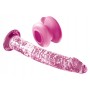 Стеклянный фаллоимитатор-реалистик с силиконовой присоской PipeDream Icicles, розовый
