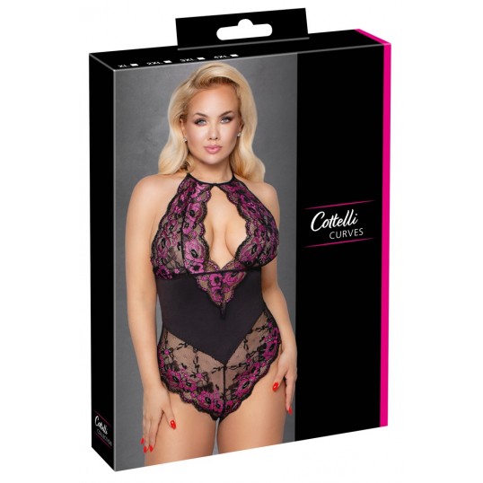 Body with floral lace - Cotelli CURVES XL