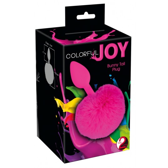 Анальная пробка colorful joy bunny tail, розовая