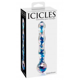 Stikla dildo icicles no. 8 clear/blue