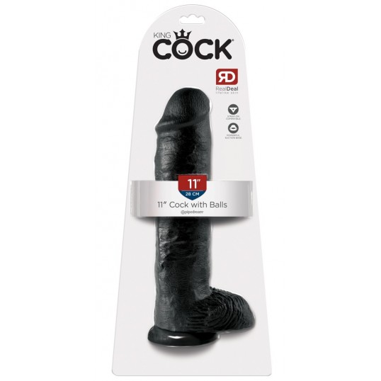 Фаллоимитатор реалистик pipedream king cock 22,5 см с мошонкой на присоске, черный