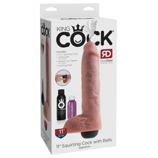 Dildo ar sēkliniekiem un spermas rezervuāru 28cm - king cock