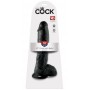 Реалистичный чёрный фаллоимитатор-гигант 10" cock with balls - 25,4 см.