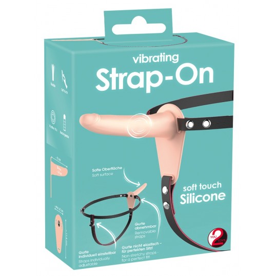Страпон с вибрацией you2toys vibrating strap-on, телесный