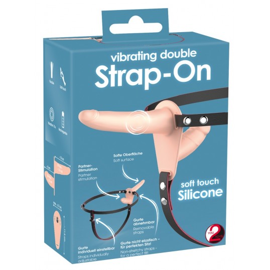 Vibrating double strap-on