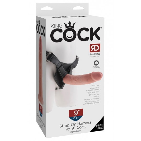 Реалистичный страпон King Cock Strap-On Harness 9" Cock, телесный