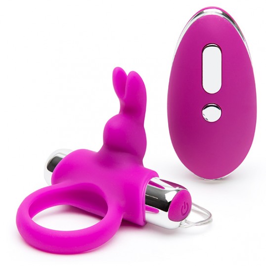 Erekcijas gredzens ar pulti un klitora stimulatoru rozā - Happy rabbit 