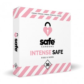 Prezervatīvi ar rievotu un punktotu tekstūru 36 gab - Safe