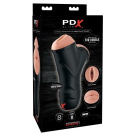 Мастурбатор вагина и ротик с вибрацией PDX ELITE Double Penetration Vibrating Stroker, черный