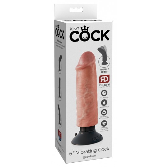 Вибратор реалистичный King Cock 19.5cm Vibrating Cock Flesh