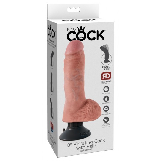 Вибромассажер со съёмной присоской vibrating cock with balls - 20,5 см.