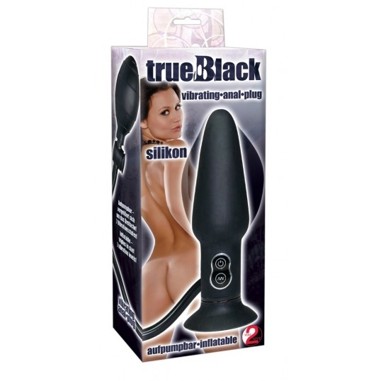 True black vibrating butt plug