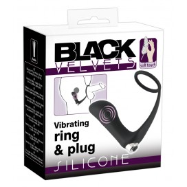 Анальная вибровтулка с эрекционным кольцом Vibrating Ring & Plug, черная