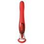 Красный двухсторонний вибростимулятор ultimate pleasure 24k gold luxury edition - 25 см.