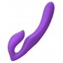 Фиолетовый безремневой вибрострапон с пультом ultimate strapless strap-on - 22,22 см.