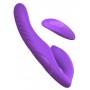 Фиолетовый безремневой вибрострапон с пультом ultimate strapless strap-on - 22,22 см.