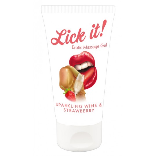 Massage gel wine-strawberry flavour - Lick it! 50 ml