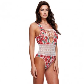 baci - white floral & lace teddy s/m