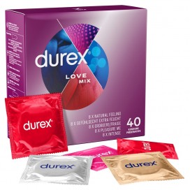 Dažādu prezervatīvu komplekts lateksa 40 gab - Durex Love Mix