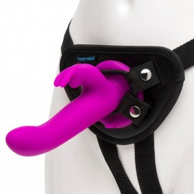 Happy rabbit - vibrating strap-on harness set purple