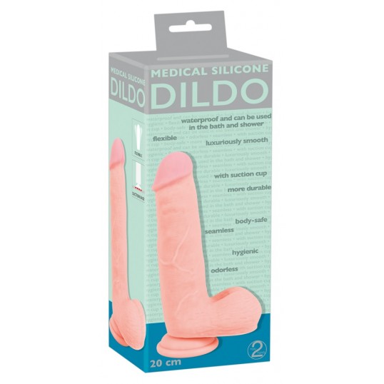 Фаллоимитатор реалистик прямой Medical Silicone Dildo 20 см., телесный