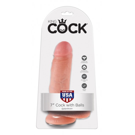 Klasiskais dildo 19,4cm miesas krāsa ar sēkliniekiem - king cock