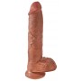 Klasiskais dildo 27cm brūns ar sēkliniekiem - king cock