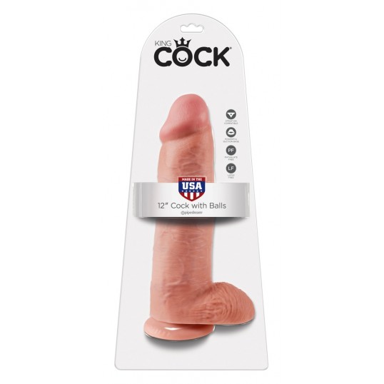 Klasiskais dildo 30,5cm miesas krāsa ar sēkliniekiem - king cock