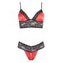Apakšveļas komplekts ar šķēlumu s melns/sarkans cottelli collection lingerie