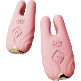 Wireless Vibrating Nipple Clamps - Zalo - Nave Coral Pink
