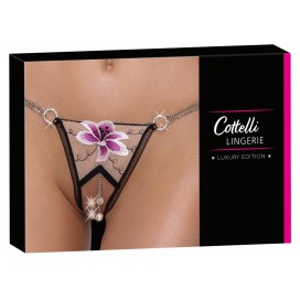 Stringi ar zieda dekorāciju un atvērtu kājstarpi S/M - COTTELLI Lingerie