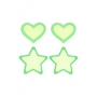 PEEKABOO PASTIES GREEN GLOW IN THE DARK HEARTS AND STARS