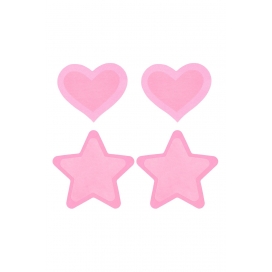 PEEKABOO PASTIES HOT PINK GLOW IN THE DARK HEARTS AND STARS