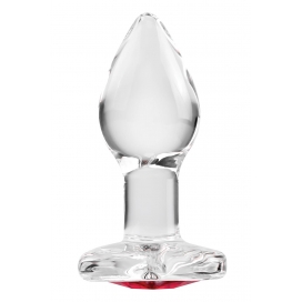 ADAM ET EVE RED HEART GEM GLASS PLUG SMALL
