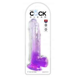 Dildo ar sēkliniekiem 24 cm violets - KING COCK